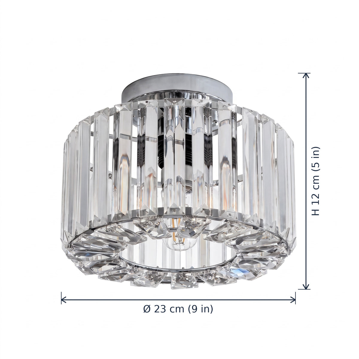 Ascot Small Crystal Flush Ceiling Light dimensions in cm and inches