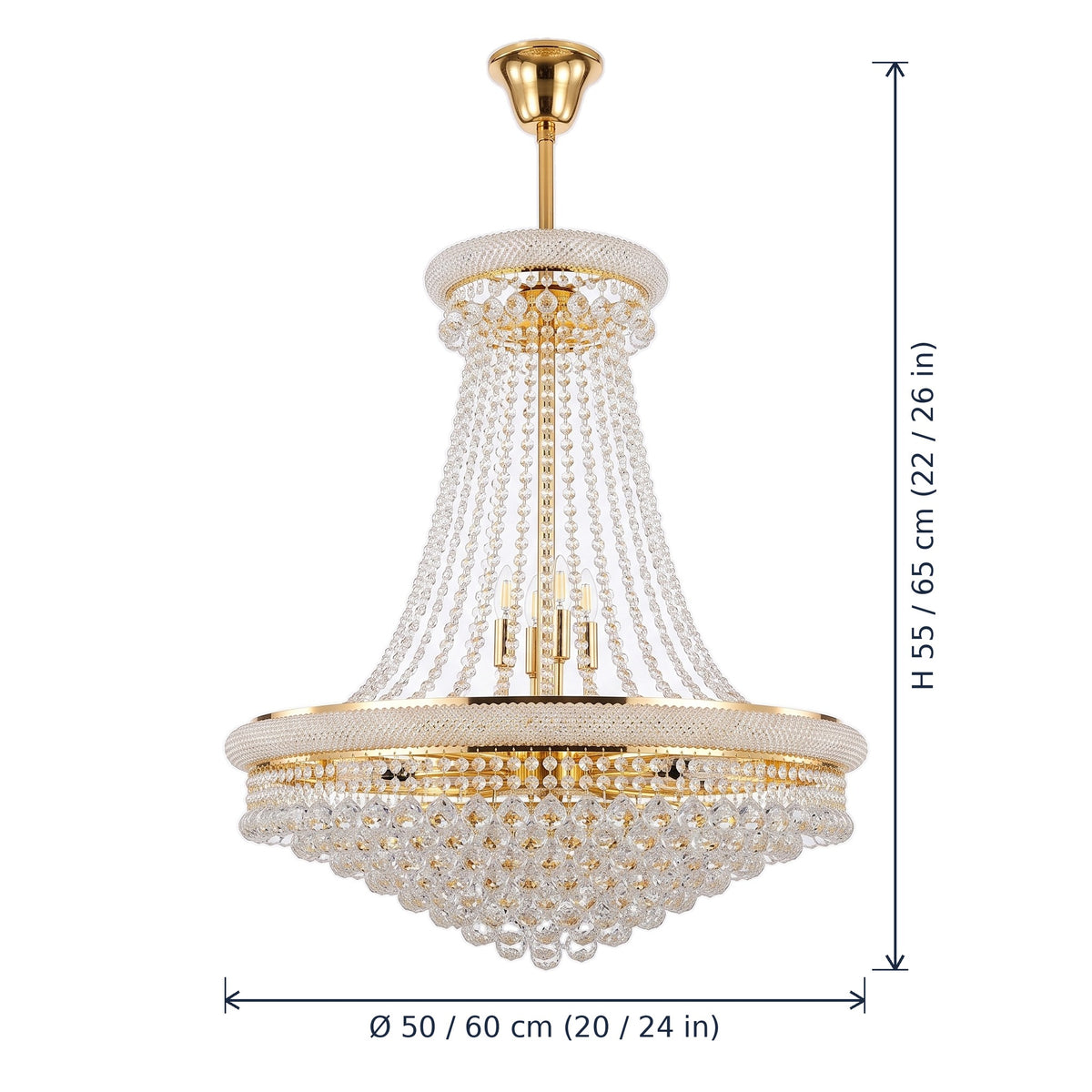 Belgravia empire crystal chandelier dimensions in cm and inches