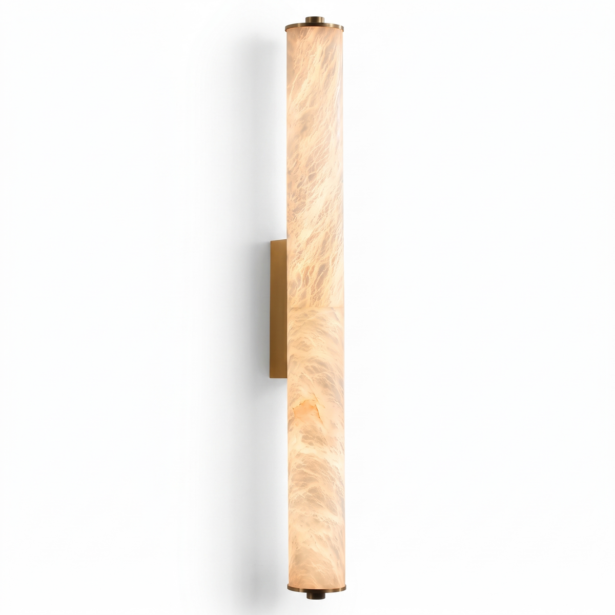 Belsize alabaster wall light, column model in gold on a white background