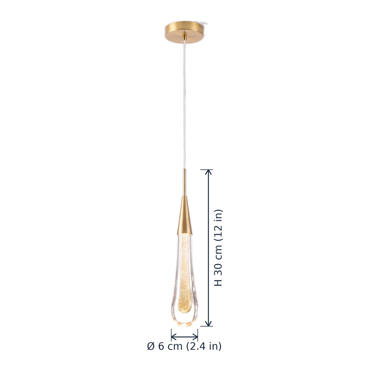 Islington Crystal Teardrop Pendant Light dimensions in cm and inches