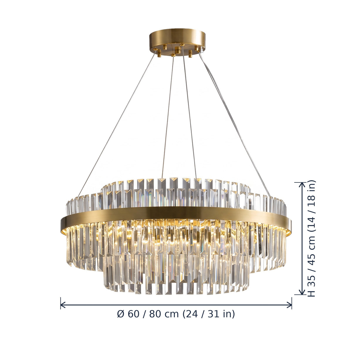 Mayfair tiered chandelier dimensions in cm and inches