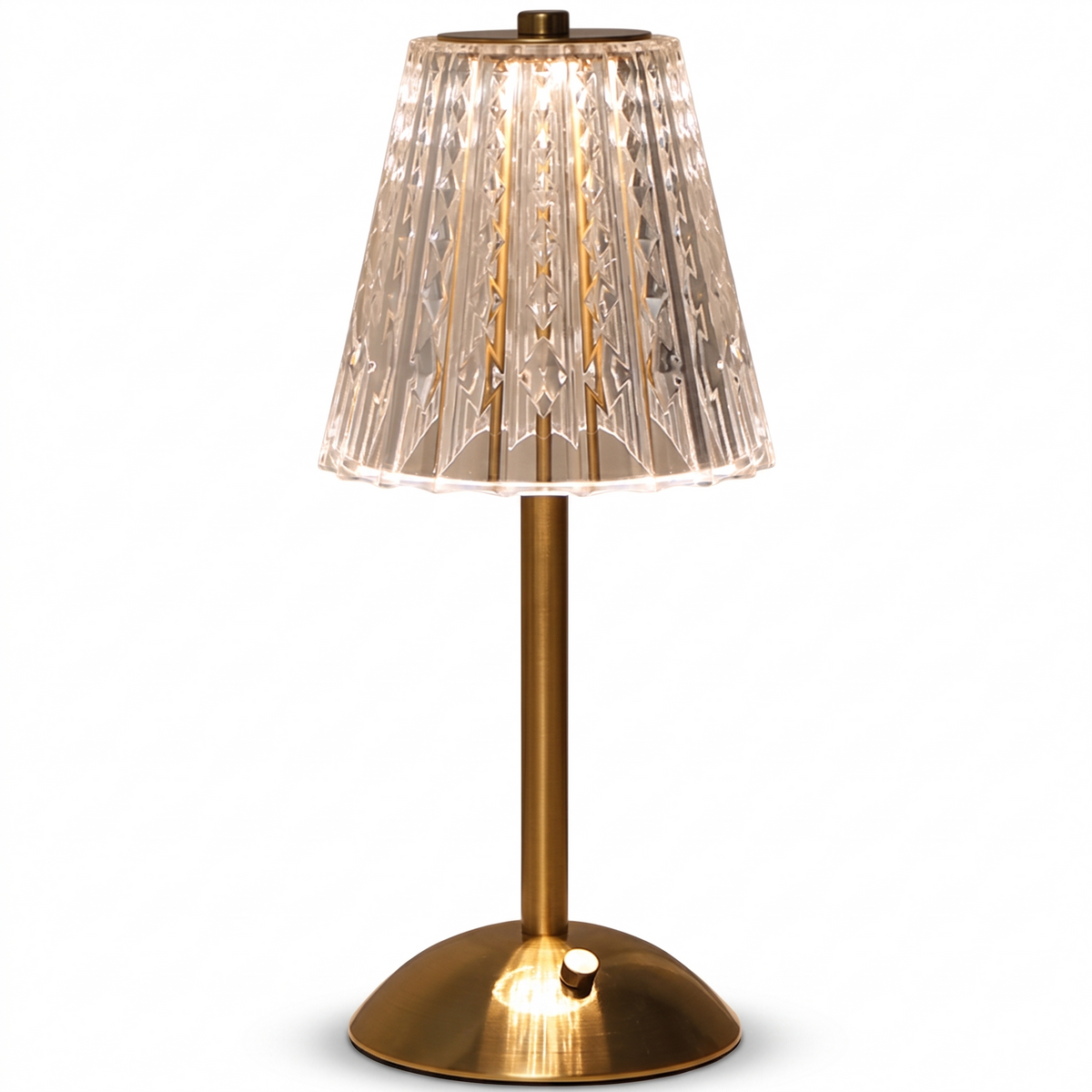 Piccadilly rechargeable crystal table lamp, cordless, cut crystal with gold base
