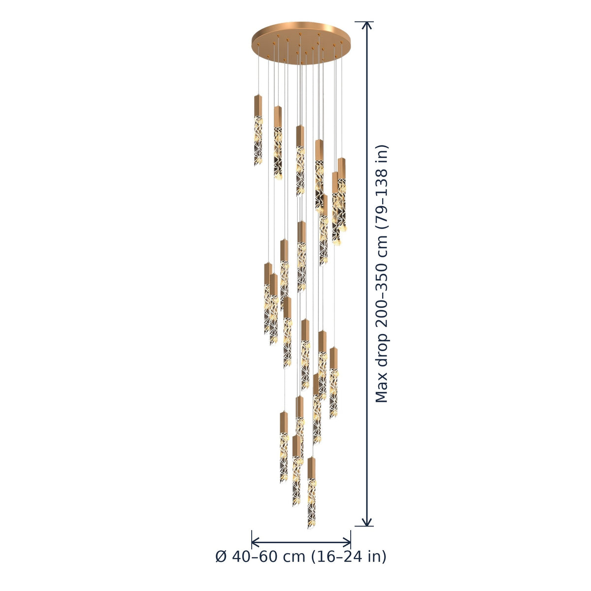 Somerset spiral crystal chandelier dimensions in cm and inches