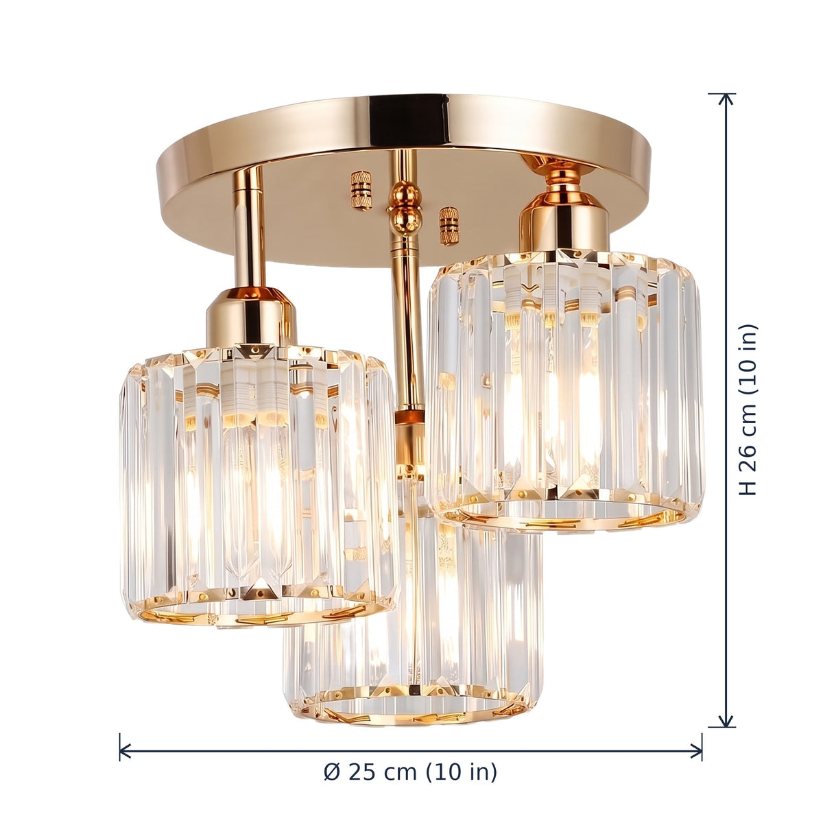 Strand crystal semi flush ceiling light dimensions in cm and inches
