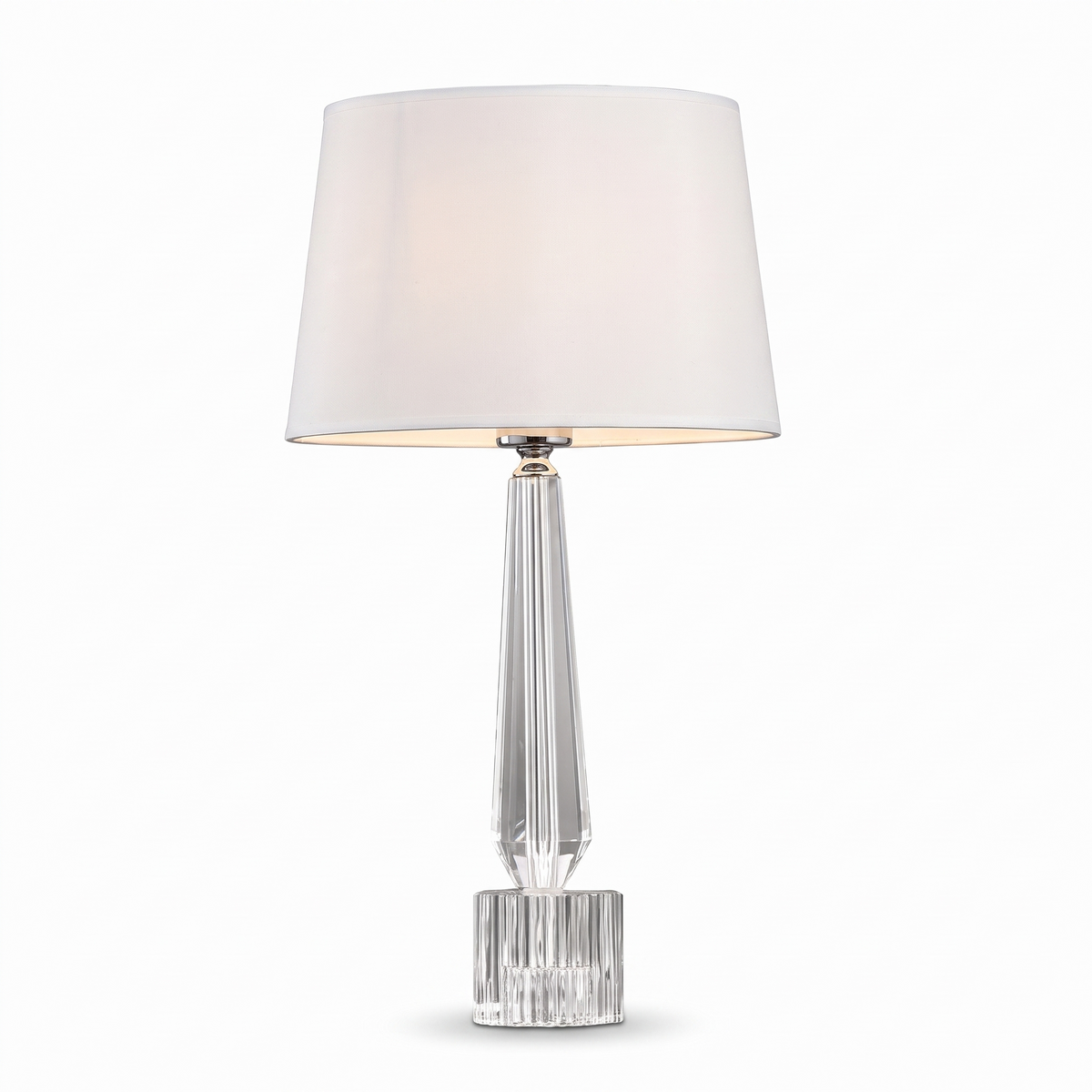 Westminster crystal column table lamp with white fabric shade
