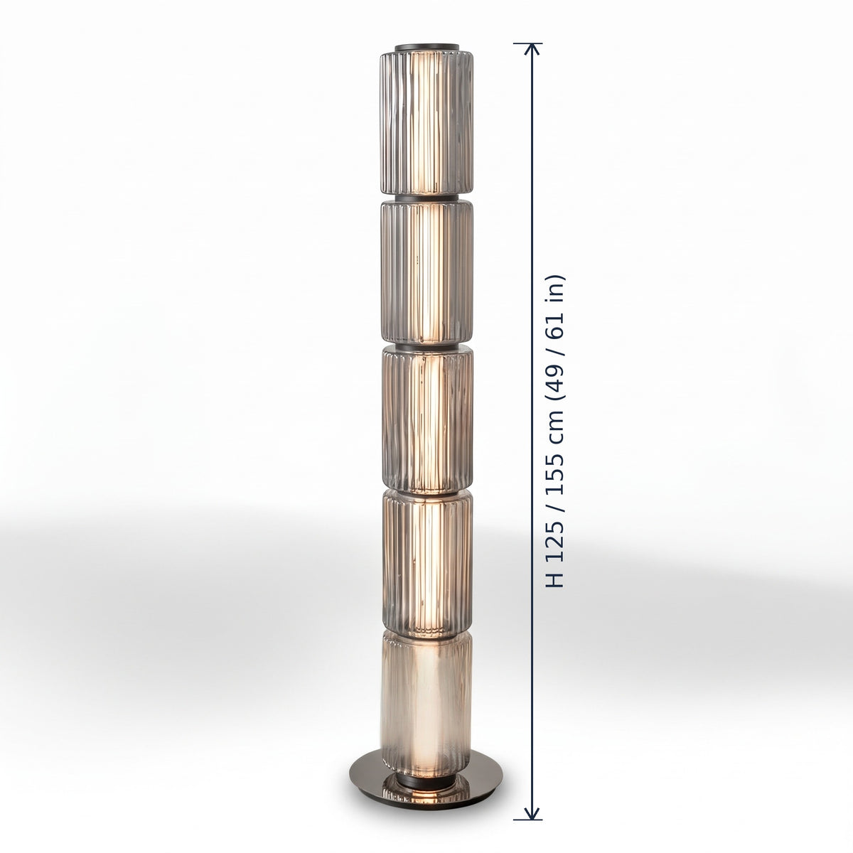Barbican ribbed glass floor lamp dimensions in cm and inches