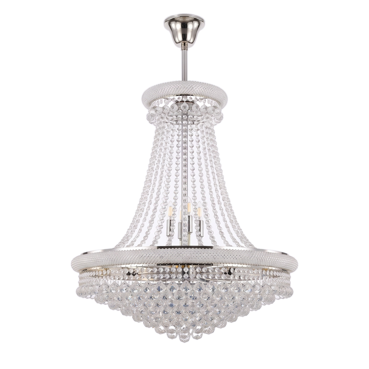 Belgravia Empire crystal chandelier in chrome on a white background