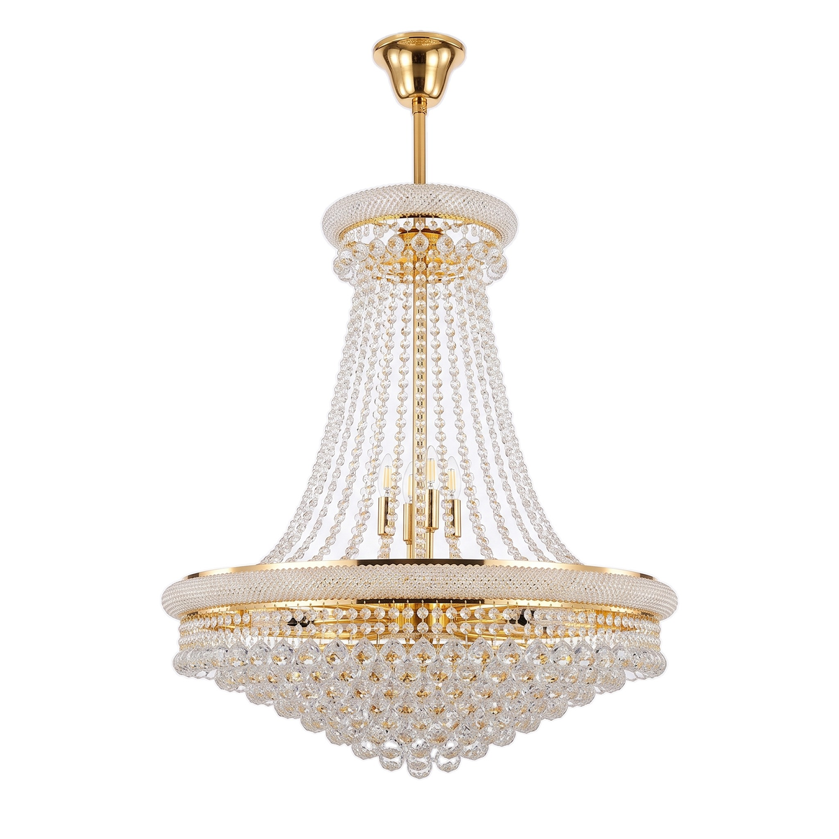 Belgravia Empire crystal chandelier in gold on a white background