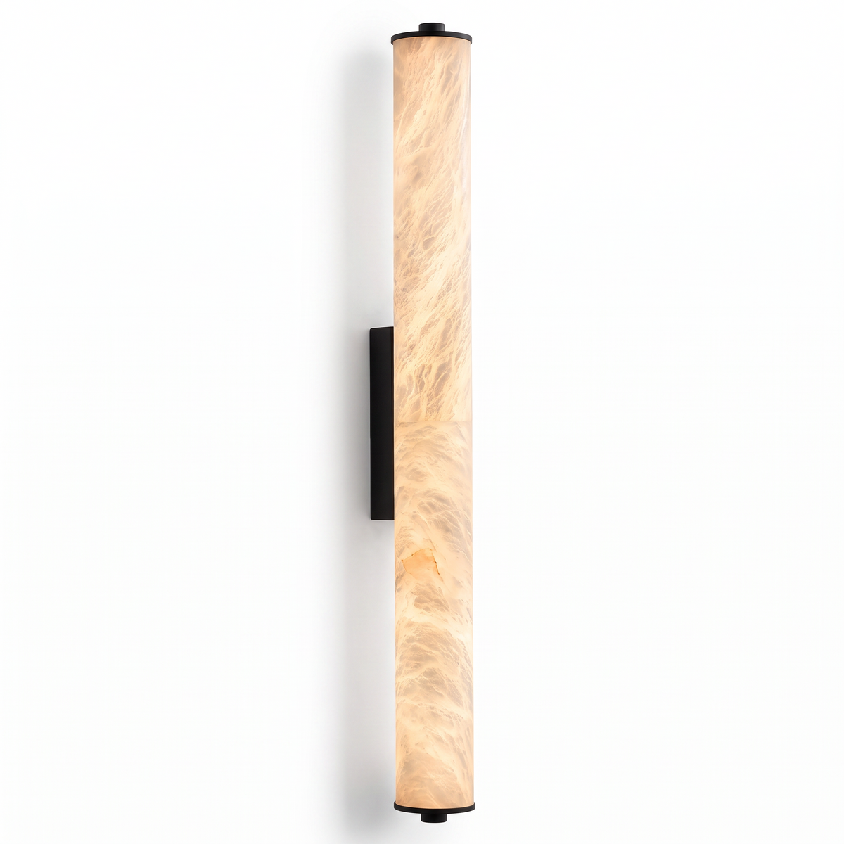 Belsize alabaster wall light, column model in black on a white background