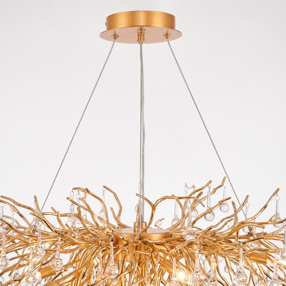 Bloomsbury crystal branch chandelier, the ceiling canopy and gold branches