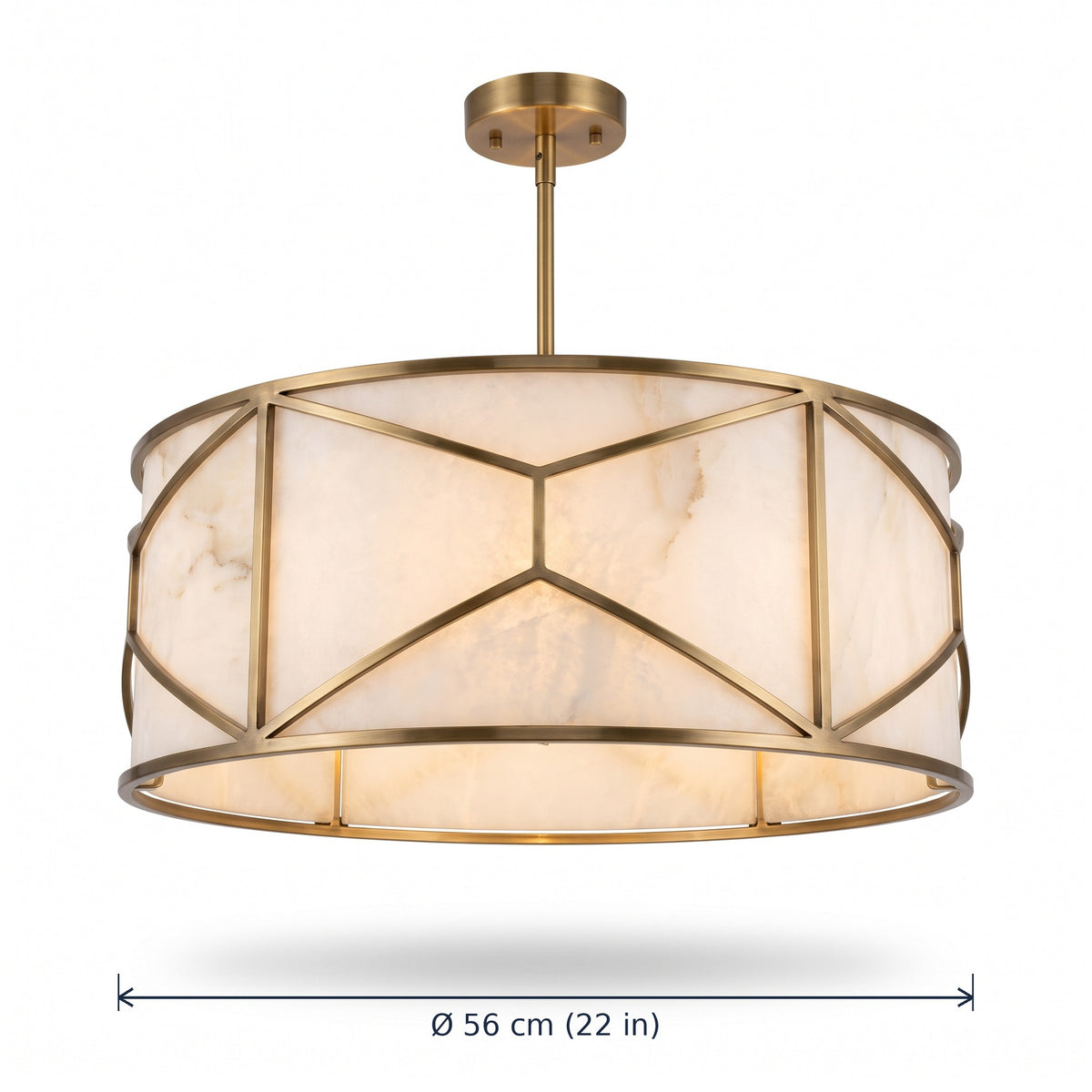 Clerkenwell Round Alabaster Chandelier dimensions in cm and inches
