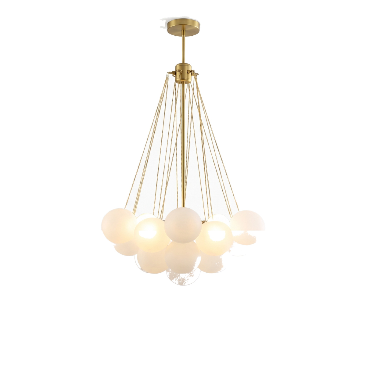 Putney bubble chandelier, opal cluster with gold chains