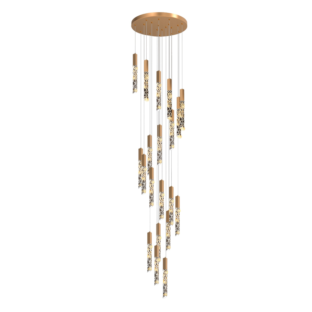 Somerset spiral crystal chandelier in gold on a white background