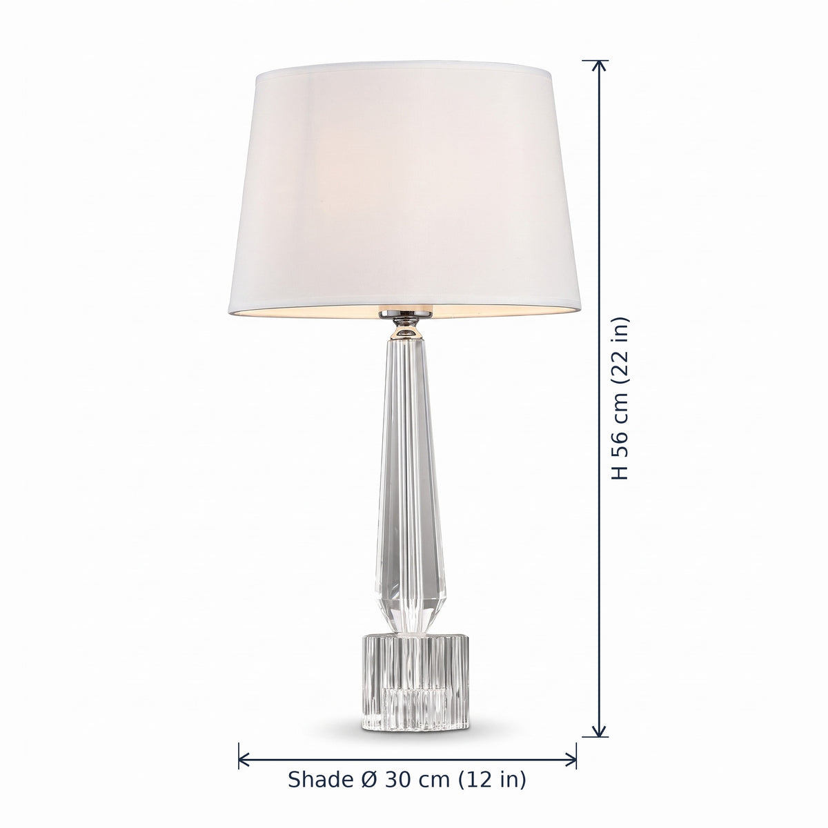 Westminster Crystal Column Table Lamp dimensions in cm and inches
